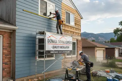 Technicians installing new vinyl siding on a Denver CO home with precise professional craftsmanship