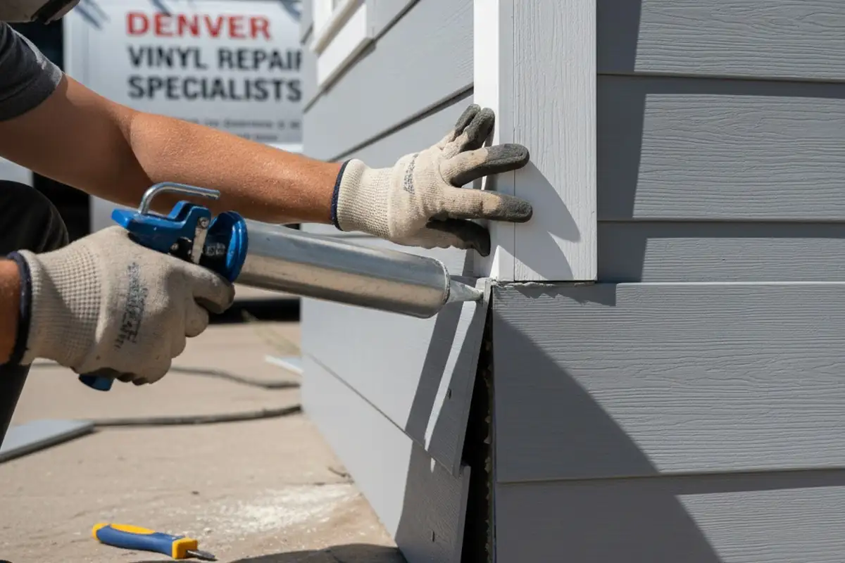 Denver technician performing precise vinyl siding repair and panel alignment for durable home exterior finish