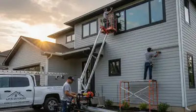 Seamless gutter installation on vinyl-sided home in Denver, CO by Next Level Exteriors